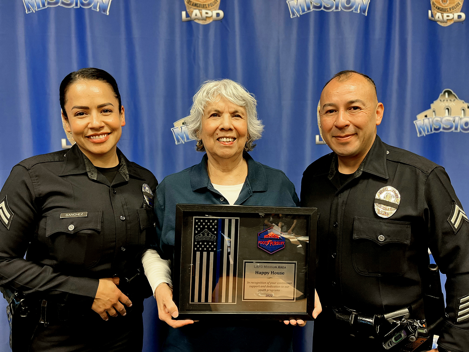 An award from LAPD Mission Station as a thanks for sponsoring their annual 5k run.